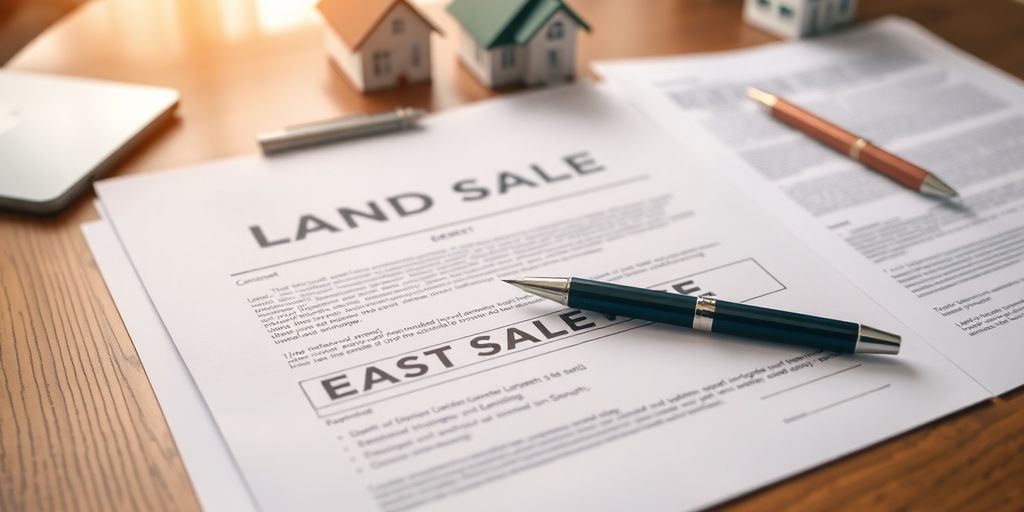 Documents for selling land quickly on a desk.