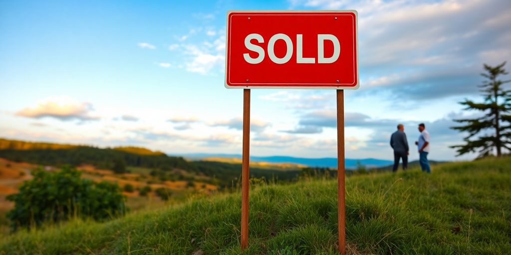 A sold sign in front of a land plot.