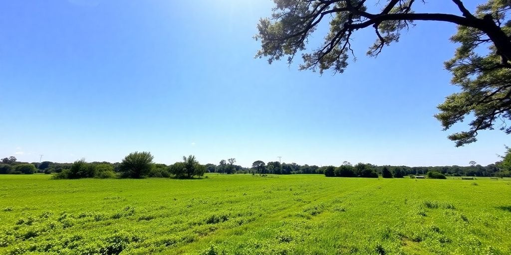 Green Florida land under a clear blue sky.